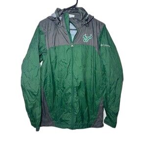 Columbia USF Bulls Florida Full Zip Jacket Mens Small Green Gray Raincoat